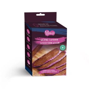 Ласощі для собак від 3-х місяців Mavsy Refined jerky LAMB BASTURMA WITH PURPLE SWEET POTATO бастурма з баранини та фіолетовим бата