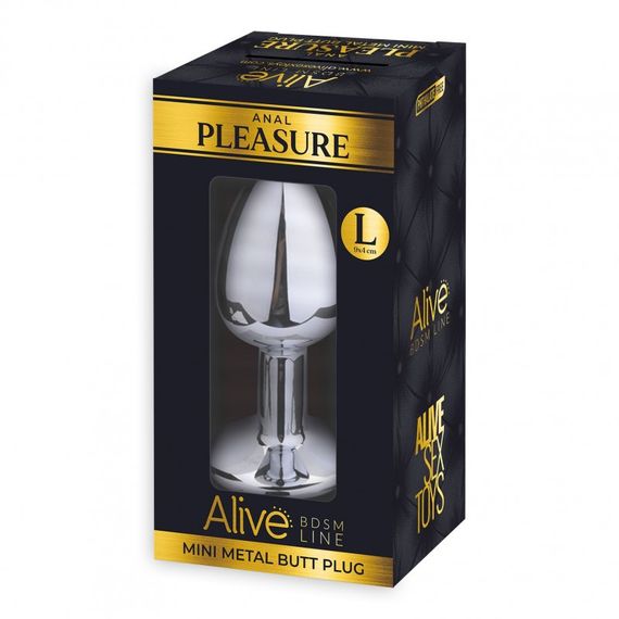 Анальна пробка Alive Anal Pleasure, L, з рожевим каменем, срібляста, 9 х 4 см Sex Aura | Зображення 2