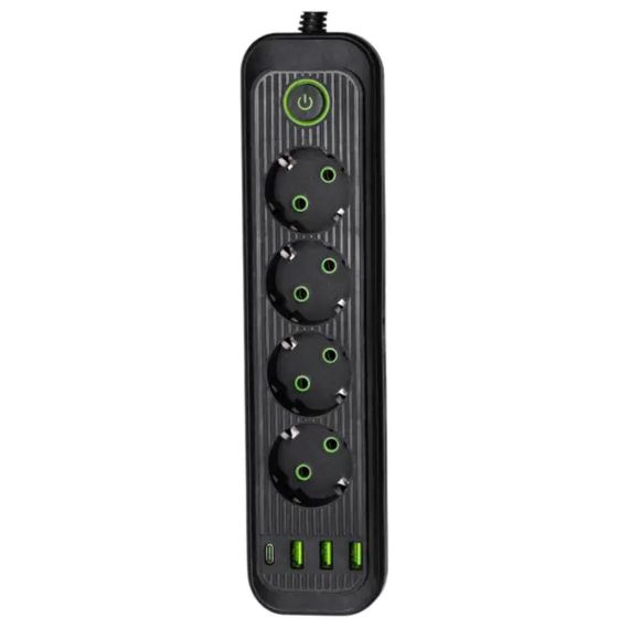 Мережевий фільтр-подовжувач 5 розеток 3xUSB-A 1xUSB-C 5м чорний HP-5-40