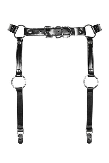 Гартери Obsessive A741 garter belt black, штучна шкіра | Зображення 1