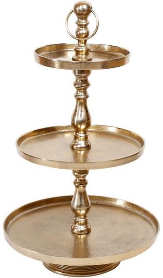 Блюдо фуршетна стійка "Amber" 3 яруси Ø25/Ø35/Ø45см, висота 75см, метал, золото антик