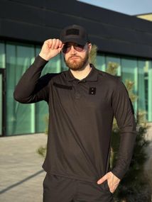 Поло чорне Coolpass Black довгий рукав Military Поліція