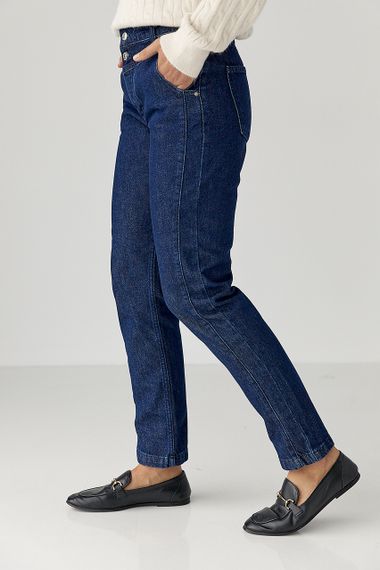 Джинси Mom fit  із застібкою на ґудзиках - синій цвет, 38р (є розміри) | Зображення 4