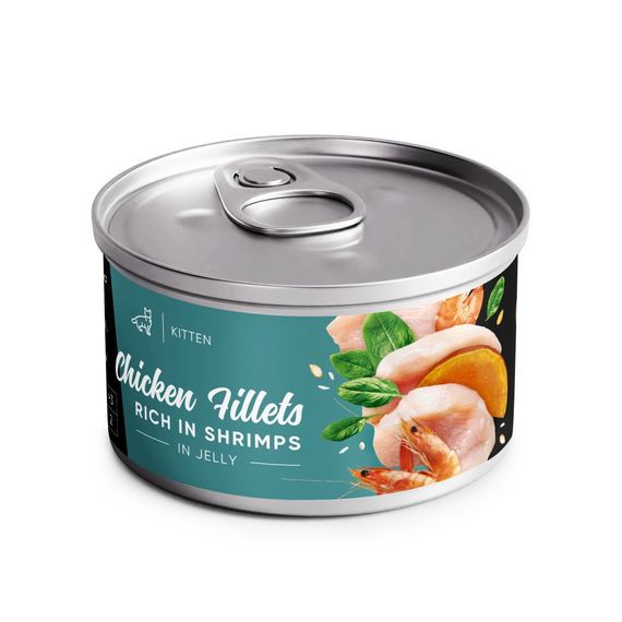 Вологий корм з куркою і креветками для кошенят Savory Chicken Fillets Rich In Shrimps In Jelly For Kittens, 70 гр
