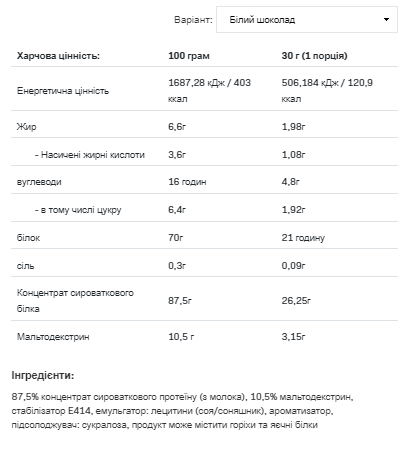 Whey Protein - 900g White Chocolate | Зображення 1