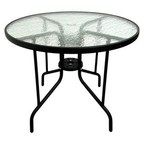 Стіл скляний садовий для тераси Bonro B-90 чорний