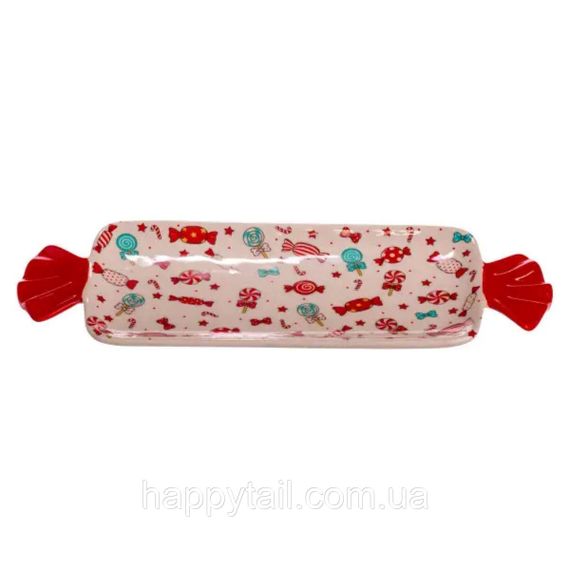 Блюдо сервировочное Merry Christmas 35×12.5 (см) прямоугольное с ручками из фарфора CR-1-29 | Зображення 2