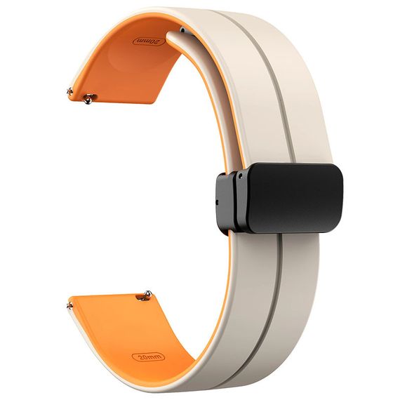 Силіконовий ремінець Classy для Smart Watch 20mm White / Orange | Зображення 1