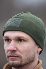 Шапка мікрофліс з липучкою Military олива