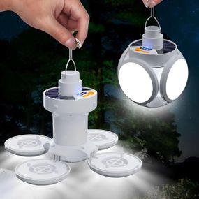 Лампа підвісна на сонячній батареї BL 2029, з USB, 14х12см / Ліхтар для кемпінгу з гачком / Складний акумуляторний світильник