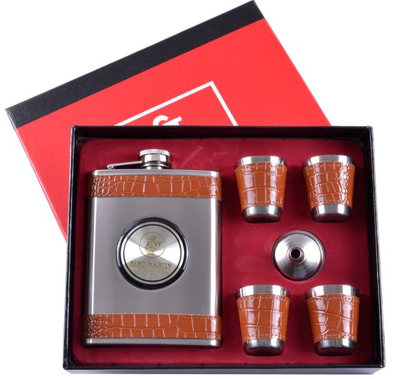 Подарочный набор 6в1 фляга, рюмки, лейка "REMY MARTIN" GT-199 Коричневый