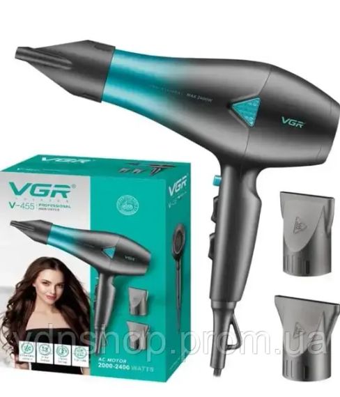 Профессиональный мощный фен для волос VGR V-455 с холодным и горячим воздухом 2400 Вт