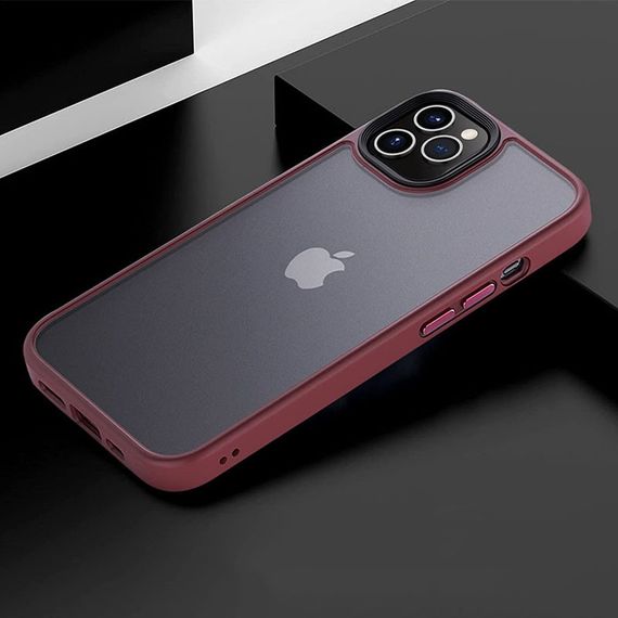 TPU+PC чехол Metal Buttons для Apple iPhone 12 Pro / 12 (6.1") Бордовый | Зображення 1