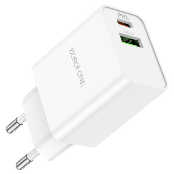 Мережевий зарядний пристрій BOROFONE BA69A Resource PD20W+QC3.0 charger White | Зображення 1