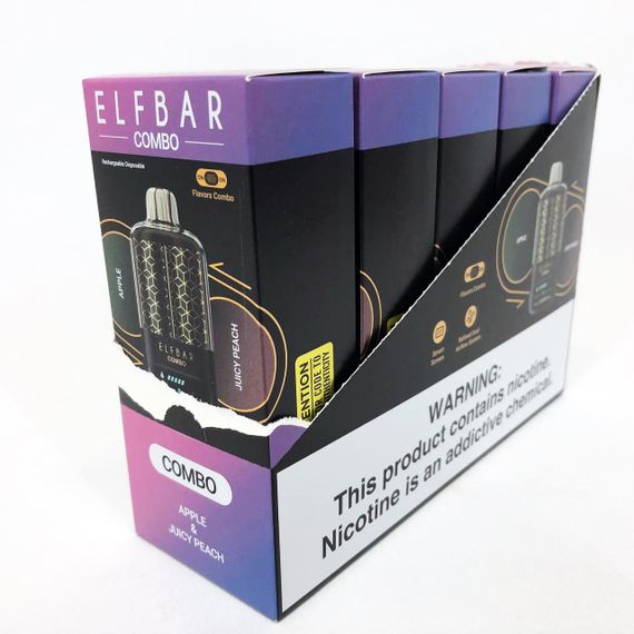 ELF BAR COMBO 25000. Перемикання смаків. Яблуко / Соковитий Персик (Apple / Juicy Peach) | Зображення 2
