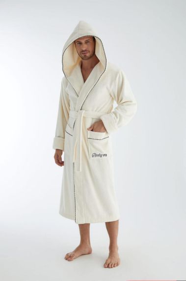 Чоловічий халат Nusa 1320 з капюшоном Кремовий, M | Зображення 2