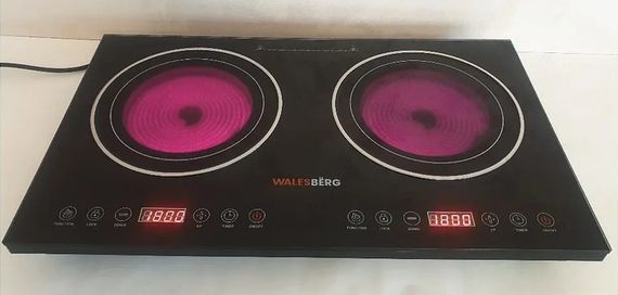 Інфрачервона електроплита з 2 конфорками Walesberg WB-5048 черна 3 кВт (WB-5048_2688)