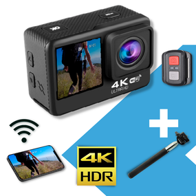Відеокамера сенсорна XPROTWIN з двома дисплеями REAL4K стрілялки камера з REAL4K зйомкою і EIS + Монопод в комплекті! (e607b6-58_12_twin)