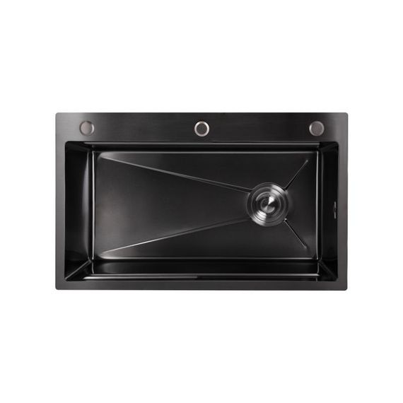 Мойка для кухни интегрированная Lidz Handmade H7545B Brushed Black PVD 3,0/1,0 мм LDH7545BRUBLM49458 | Зображення 2