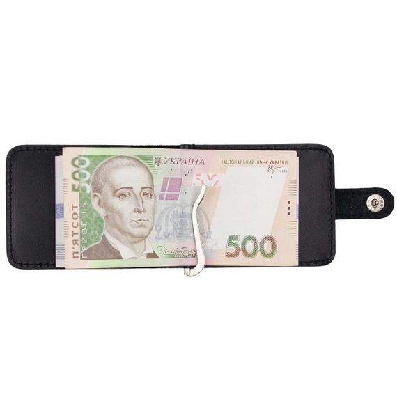 Шкіряний затискач для грошей Franc Monti black Gloss | Зображення 5