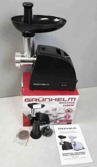 Електрична м'ясорубка Grunhelm AMG140B для м'яса побутова електром'ясорубка Чорний | Зображення 5