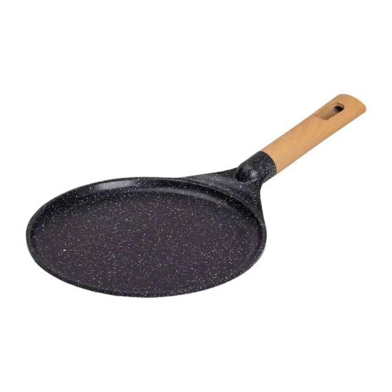 Алюмінієва млинцева сковорода з мармуровим антипригарним покриттям Ø 24 см, товсте дно MGC Black HP-4-428B