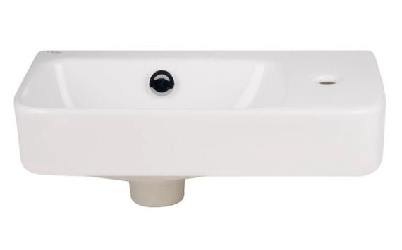 Комплект Qtap Tern: Раковина підвісна прямокутна права 450х250х158 мм White + Донний клапан PU02O (QT17115117RWN47328) | Зображення 5