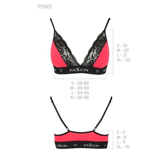 Эластичный топ с кружевом Passion PS001 TOP S, red-black | Зображення 4