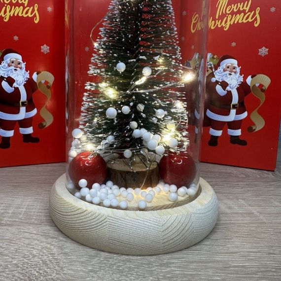 Новорічна ялинка в скляній колбі з підсвічуванням, Різдвяна ялинка в колбі зі світлодіодною гірляндою знижка | Зображення 5