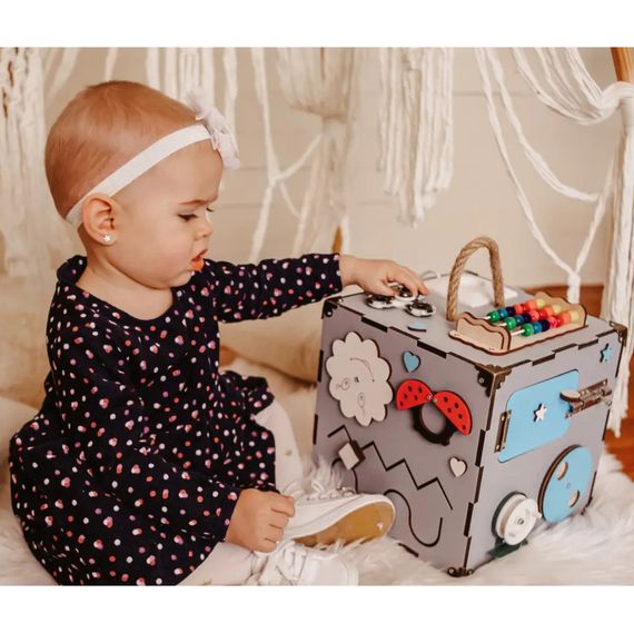 Розвиваюча іграшка Бізікуб Temple Group TG200165 23х23х23 см Сірий | Зображення 3