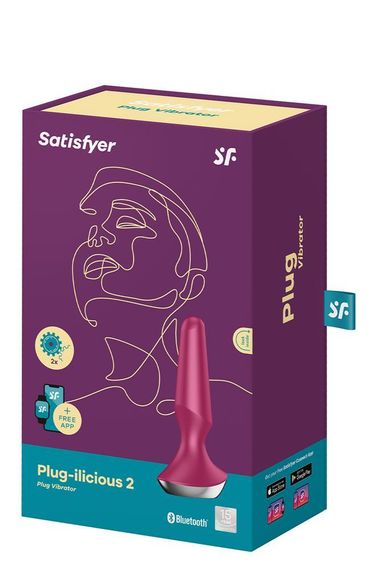 Анальна пробка з функцією керування зі смартфона Satisfyer Vibrator ilicious 2, бордовий Sex Aura | Зображення 5