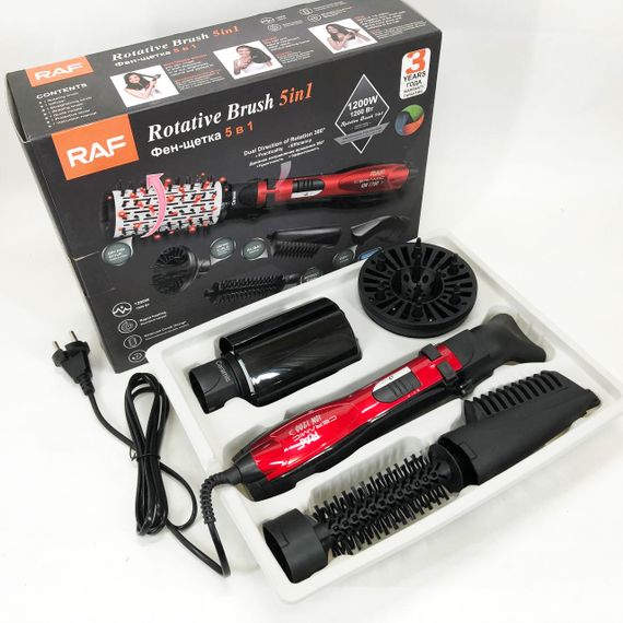 Фен мощный RAF, Щетка для сушки, Щетка фен для волос, стайлер Фены стайлеры волос LM-90 | Зображення 6