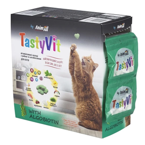 Вітамінізовані ласощі AnimAll TastyVit для котів, з рибою та алгобіотином 12шт