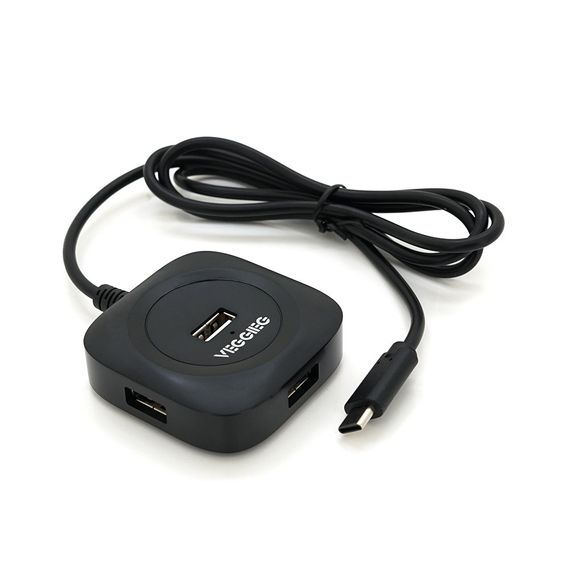 Хаб VEGGIEG V-C240 Type-C, 4 порти USB 2.0.20см, Black, Box
