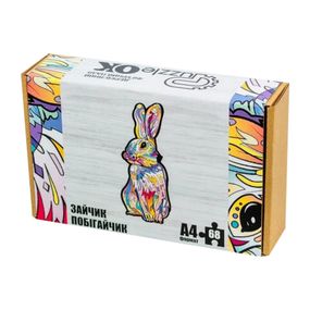 Фигурный деревянный пазл A4 Зайчик побегайчик PuzA4-00757, 68 деталей