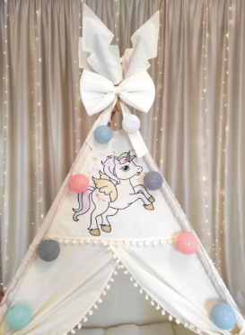 Вігвам ,дитячий домік Unicorn БОН БОН на молочному  Повний комплект!( коврик Бонбон+подушки) Індивідуальний набір | Зображення 3