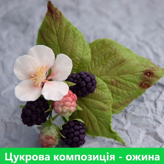 Сахарные цветы из мастики: цветок и ягоды ежевики с листочками. Украшение для свадебного торта