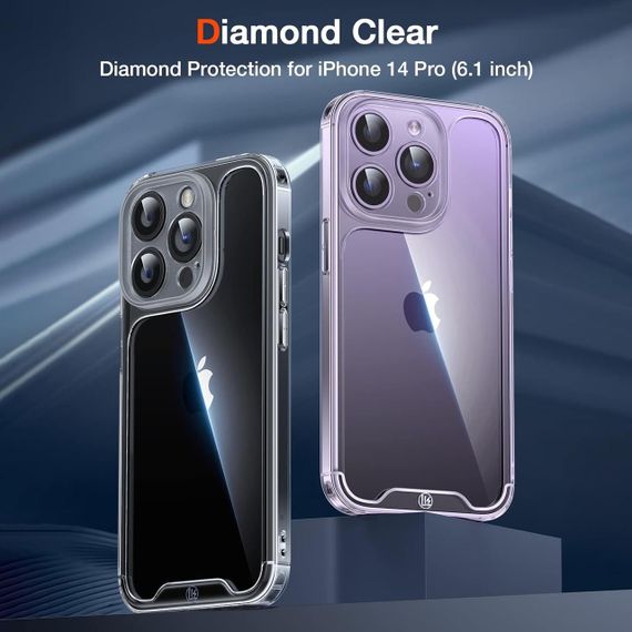 Чехол LK 3-в-1 для iPhone 14 Pro: защита экрана, объектива, противоударный, прозрачный | Зображення 1
