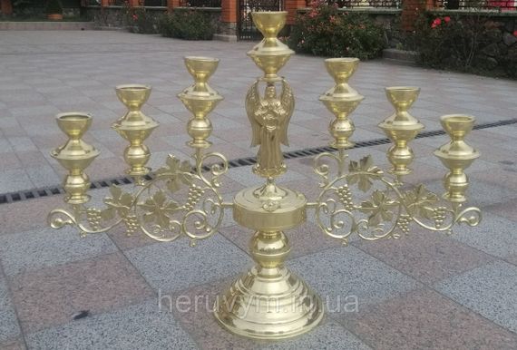 Семисвічник напрестольний на одній ніжці з ангелом