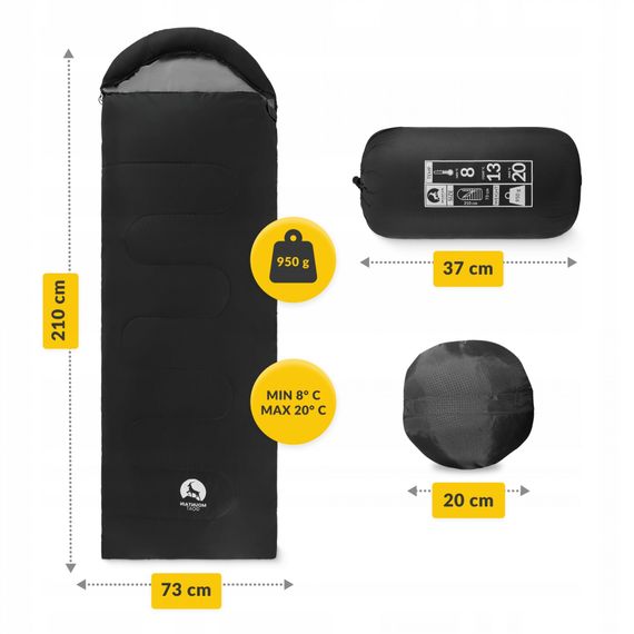 Спальний мішок (спальник) ковдра Mountain Goat Standard 2 в 1 MG0014 8 ...+20°C R Black/Grey (P-5905973400954) | Зображення 8