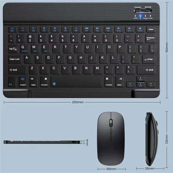 Клавіатура для планшета / Бездротова Bluetooth клавіатура з мишкою BT Combo / Набір 2в1 клавіатура + мишка | Зображення 2