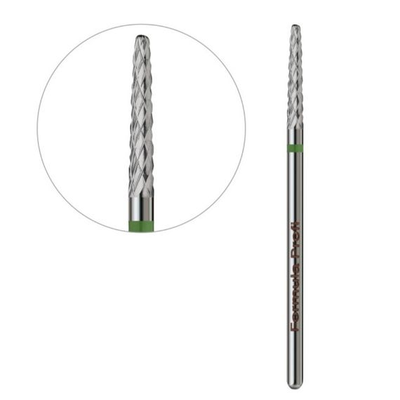 Фреза твердосплавная для выпила ногтя прямая зеленая Formula Profi