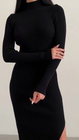 Сукня MAXI довга приталена з розрізом чорна 🖤🔥 M-L