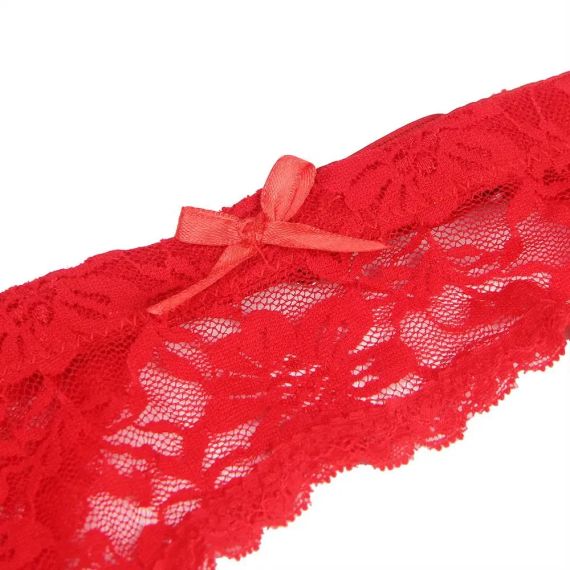 Червоний мереживний пояс для панчіх Star Night з трусиками в комплекті sexstyle | Зображення 7