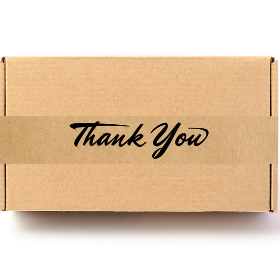 Скотч этикетка крафт "Thank You 02", 50х294 мм (100 шт/рулон) с принтом, самоклеющаяся Viskom