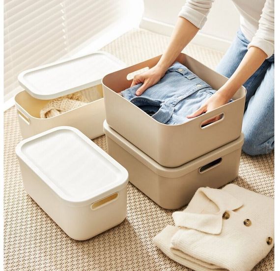 Контейнер для хранения вещей с крышкой Rotho (Рото) Albula 20 л (10557) Капучино | Зображення 5