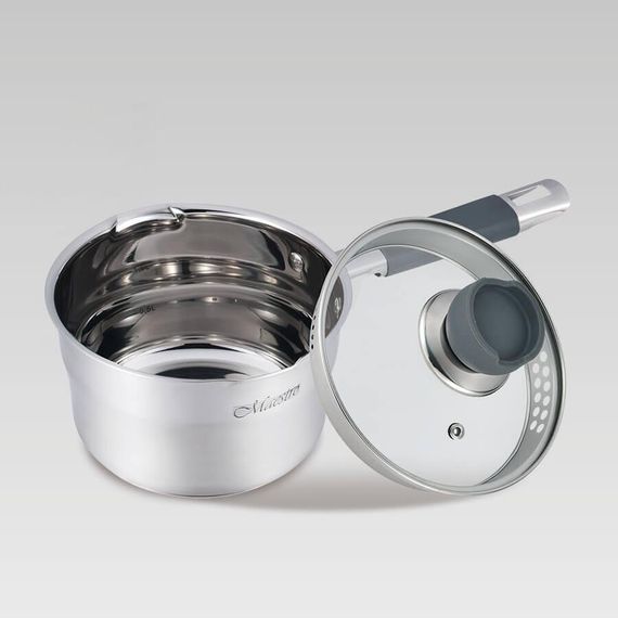 Ковш кухонный Maestro MR-3507-16S, 1.7 л, 16 см, из нержавеющей стали с крышкой, для всех типов плит