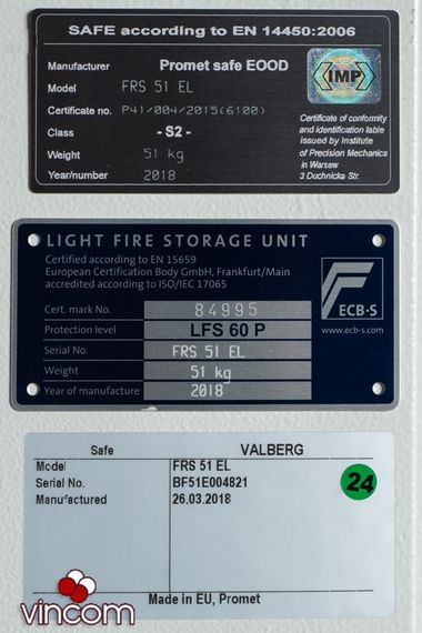 Сейф огнестойкий Valberg FRS-51 EL PS300 | Зображення 3