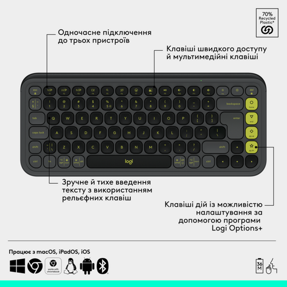 Комплект Logitech POP Icon Combo Bluetooth UA Graphite (920-013156) | Зображення 5