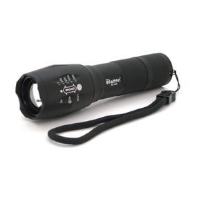 Ліхтар ручний Watton WT-023, 1LED Cree T6, 3W, 5 режимів, ZOOM, 18650/2800mah (перехідник 3*AAA), Black, IP44, СЗУ, 130х33х28мм,